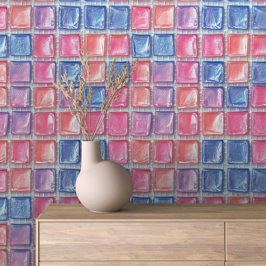 Papier Peint Motif Carreaux Vintage Style Méditerranéen Élégant
