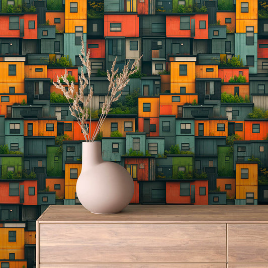 Papier Peint Enfant Ville Colorée Univers Ludique et Créatif