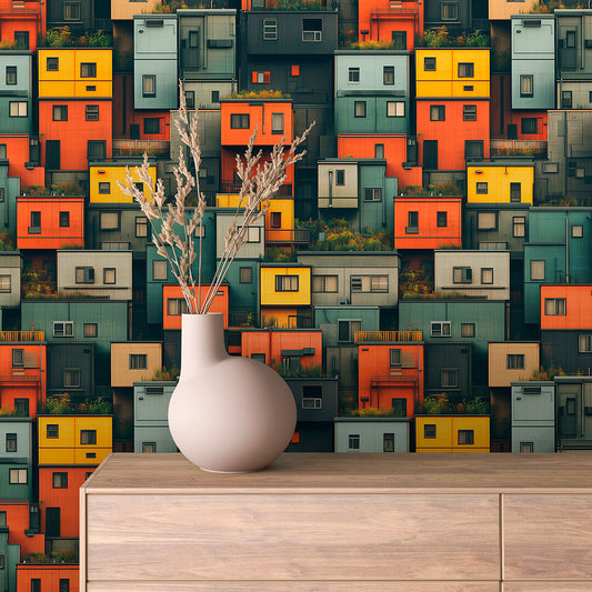 Papier Peint Enfant Ville Colorée Univers Ludique et Créatif