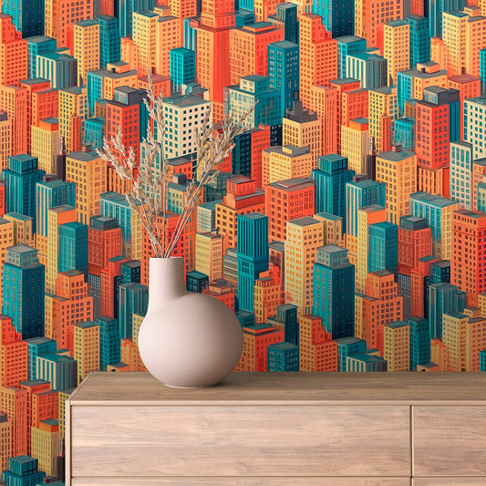 Papier Peint Enfant Ville Colorée Univers Ludique et Créatif