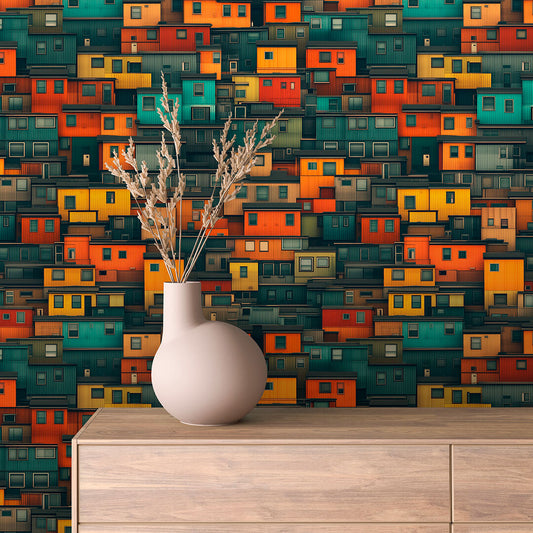 Papier Peint Enfant Ville Colorée Univers Ludique et Créatif