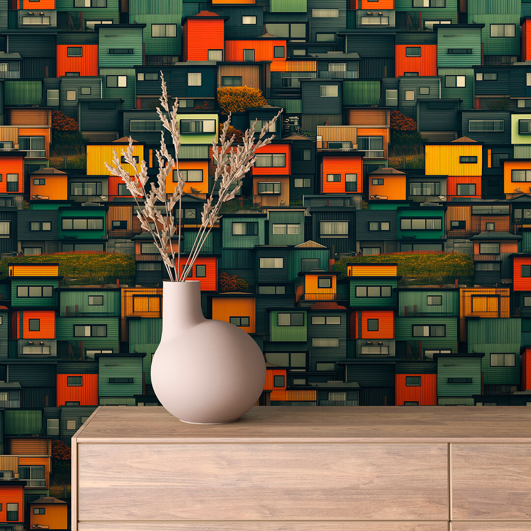 Papier Peint Enfant Ville Colorée Univers Ludique et Créatif