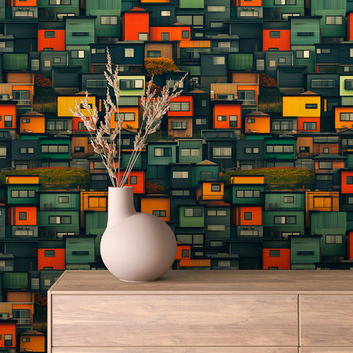 Papier Peint Enfant Ville Colorée Univers Ludique et Créatif