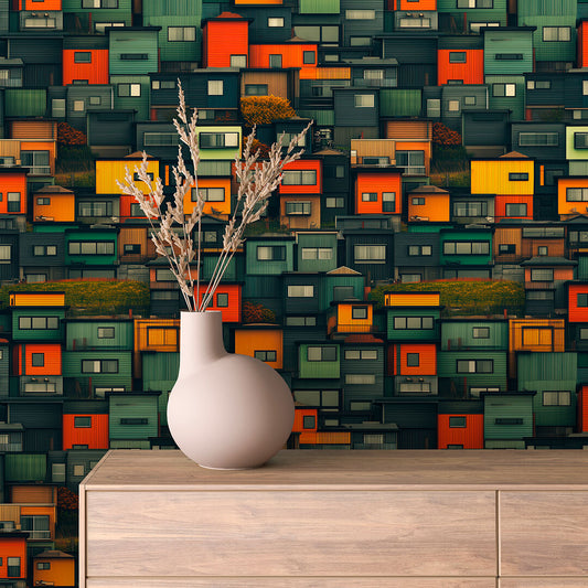 Papier Peint Enfant Ville Colorée Univers Ludique et Créatif