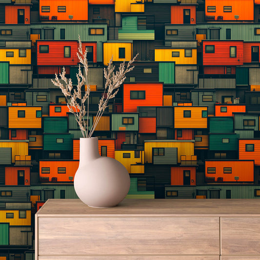 Papier Peint Enfant Ville Colorée Univers Ludique et Créatif