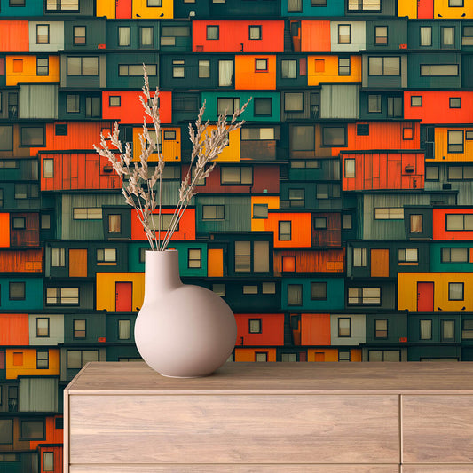 Papier Peint Enfant Ville Colorée Univers Ludique et Créatif