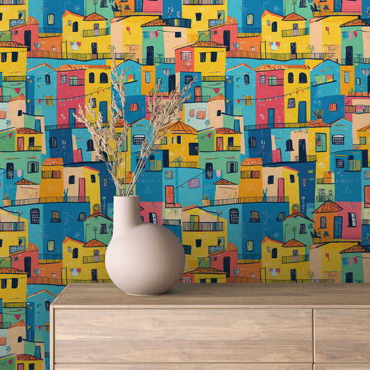 Papier Peint Enfant Ville Colorée Univers Ludique et Créatif